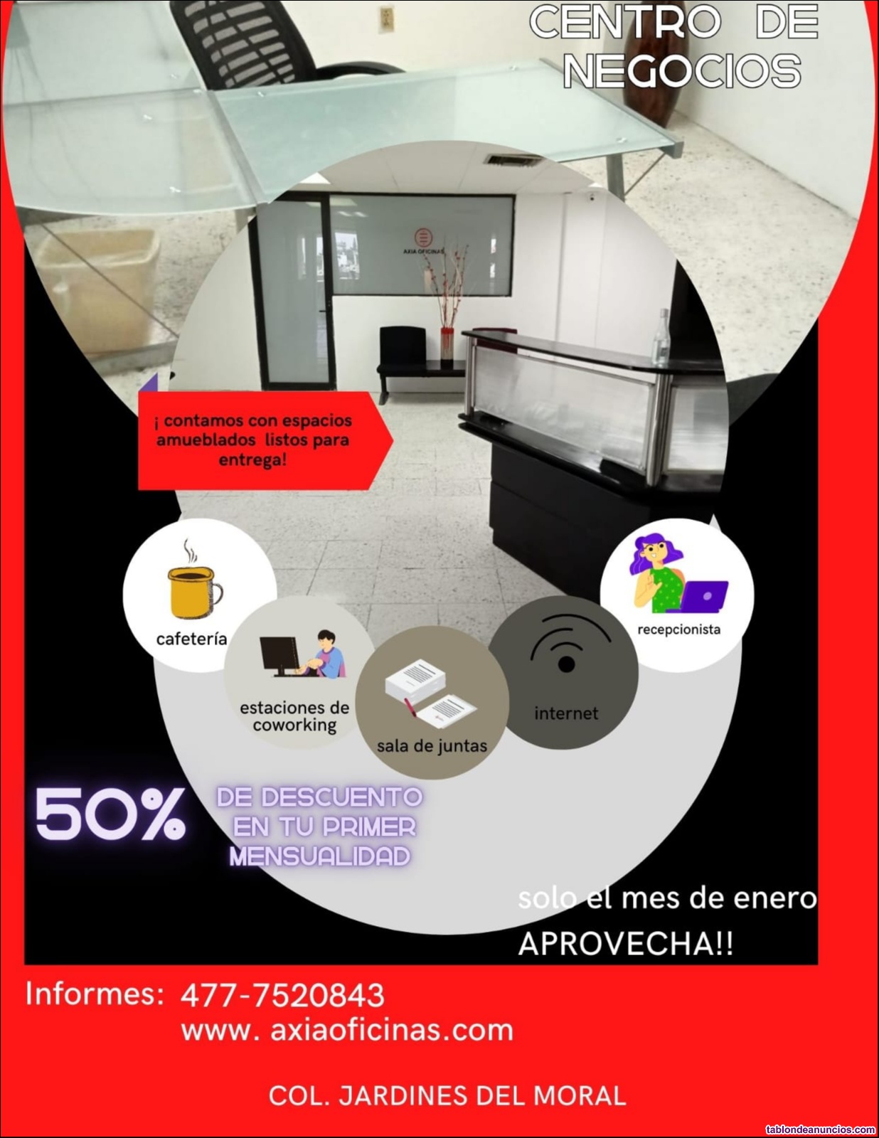 Oficina fsica disponible en renta 